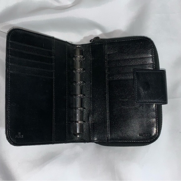 FENDI black FF logo jacquard/leather FULL TIME AGENDA wallet CLUTCH - Picture 16 of 16